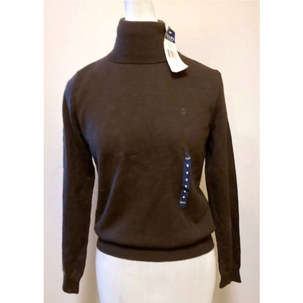 Chaps dark chocolate brown turtleneck sweater new with tags